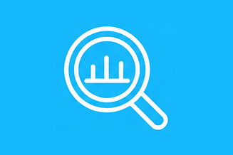Magnifying glass over a chart representing analysis of data to identify trends and insights.