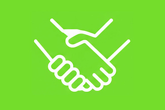 Handshake icon representing collaboration and secure sharing of data with others.