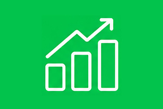 Bar chart icon representing the visualization of data through charts, graphs, and dashboards.